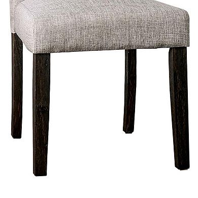 Side Chair with Button Tufted Backrest, Set of 2, Gray