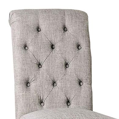 Side Chair with Button Tufted Backrest, Set of 2, Gray