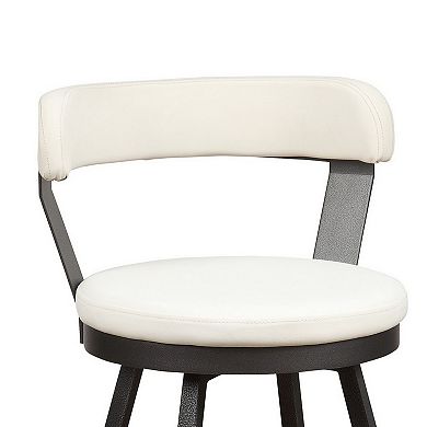 Leatherette Counter Height Chair with Metal Slanted Legs, Set of 2, White