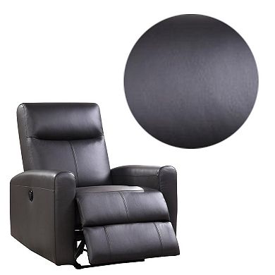 Leatherette Power Recliner with Tufted Back, Brown