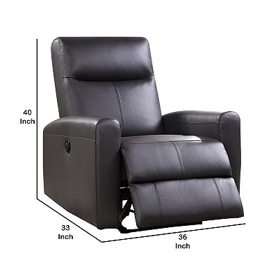 Leatherette Power Recliner with Tufted Back, Brown