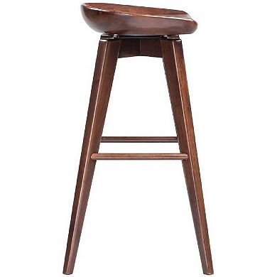 Contoured Seat Wooden Frame Swivel Barstool with Angled Legs, Natural Brown