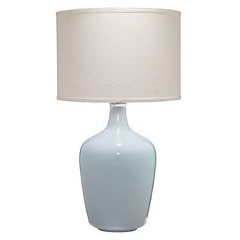Table Lamp with Bellied Shape Ceramic Base, Gray