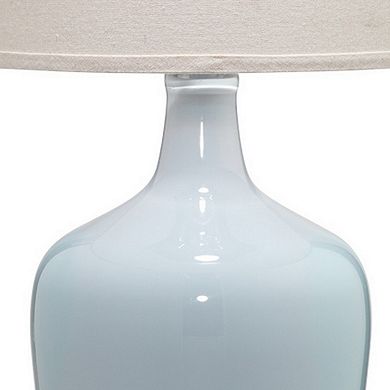 Table Lamp with Bellied Shape Ceramic Base, Gray