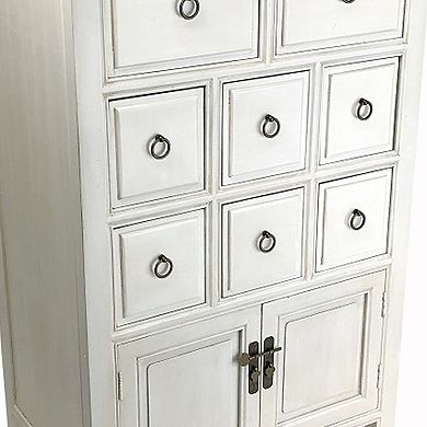 Wooden Chest with 8 Drawers and 2 Door Cabinets, White