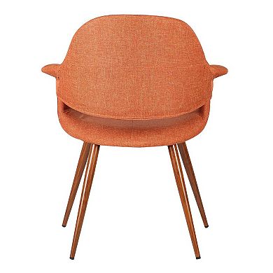 Fabric Mid Century Dining Chair with Round Tapered Legs, Orange and Brown
