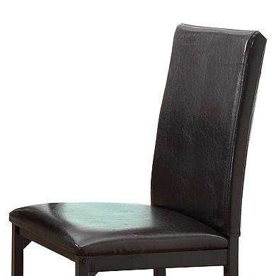 Leatherette Upholstered Counter Height Metal Frame Side Chair, Dark Brown (Set of 4)