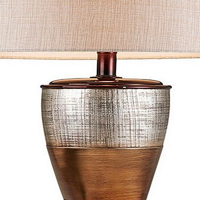 Table Lamp with Colorblock Pedestal Base, Brown