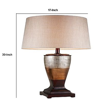 Table Lamp with Colorblock Pedestal Base, Brown