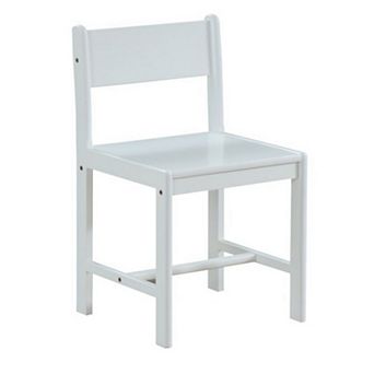 17 Inch Modern Side Chair, Low Open Panel Back, White Wood Finish