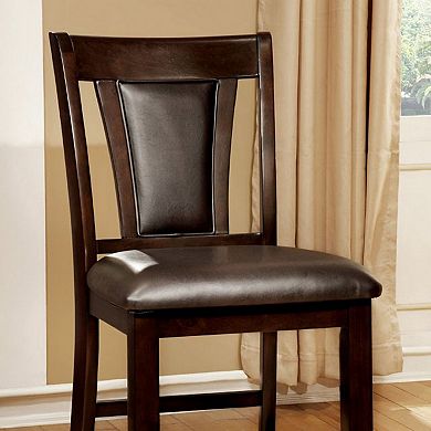 Leatherette Counter Height Wooden Chair, Set of 2, Cherry Brown