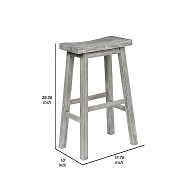 Saddle Design Wooden Barstool with Grain Details, Gray