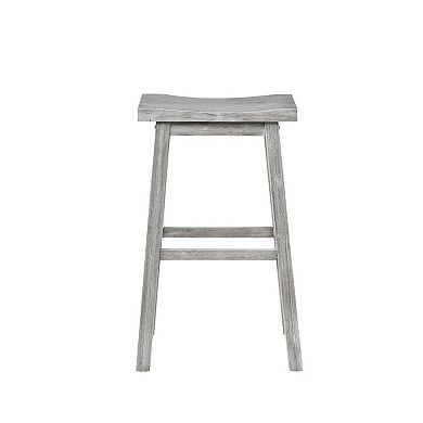 Saddle Design Wooden Barstool with Grain Details, Gray