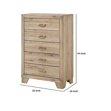 Wooden Chest with 5 Storage Drawers, Brown