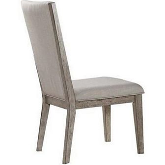 Transitional Style Wooden Side Chair with Fabric Upholstery, Set of 2, Gray Oak