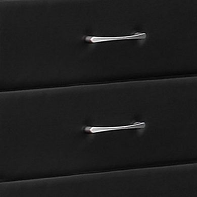 5 Drawer Leatherette Wooden Frame Chest with Tapered legs, Black