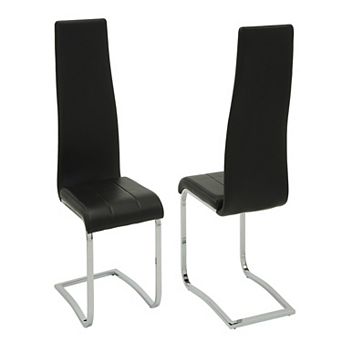 Black Faux Leather Dining Chair with Chrome Legs, Set of 4