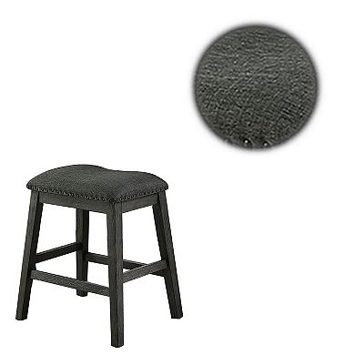 Fabric Saddle Counter Stool with Nailhead Trim, Set of 2, Gray