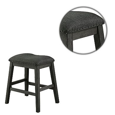 Fabric Saddle Counter Stool with Nailhead Trim, Set of 2, Gray