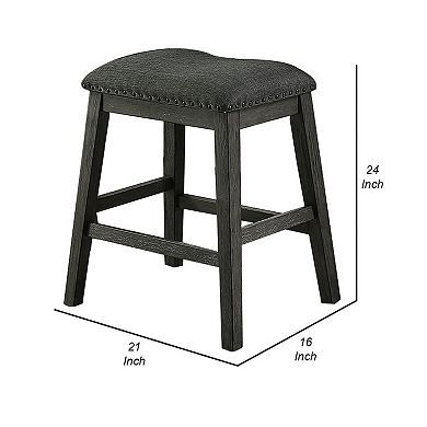 Fabric Saddle Counter Stool with Nailhead Trim, Set of 2, Gray