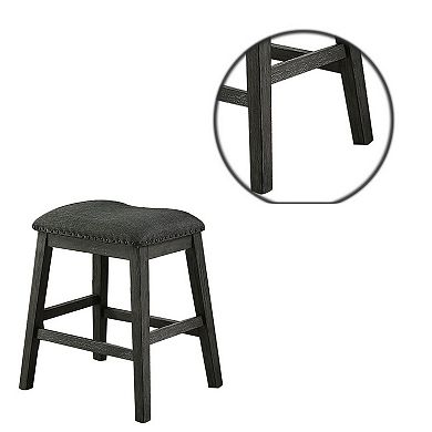 Fabric Saddle Counter Stool with Nailhead Trim, Set of 2, Gray
