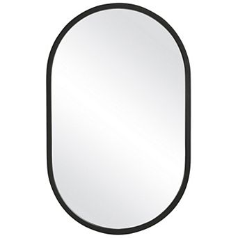 20 Inch Contemporary Style Oblong Shape Mirror, Black