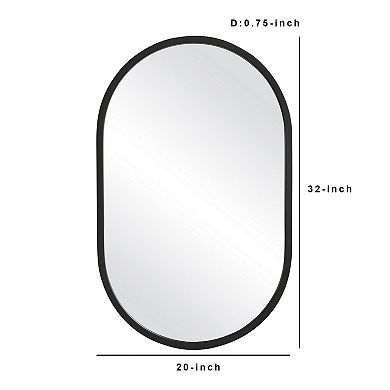 20 Inch Contemporary Style Oblong Shape Mirror, Black