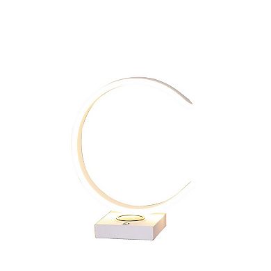 Metal C Shaped Table Lamp with USB Plugin, White