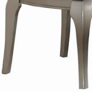 Set Of 2 Rubber Wood Dining Chair With Tufted Back, Gray And Silver