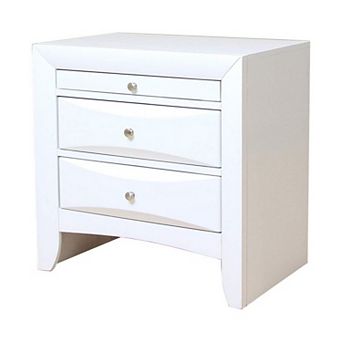 Contemporary 3 Drawer Wood Nightstand By Ireland, White