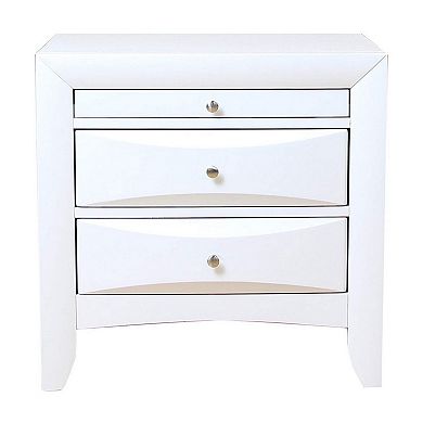 Contemporary 3 Drawer Wood  Nightstand By Ireland, White