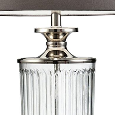 Table Lamp with Glass Pedestal Base and Fabric Shade, Chrome