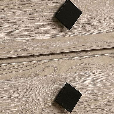 2 Drawer Wooden Nightstand with Grains and Angled Legs, Cream