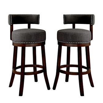 Lynsey Contemporary 24"Barstool With linen Cushion, Gray Finish, Set of 2