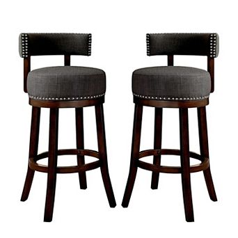 Lynsey Contemporary 24"Barstool With linen Cushion, Gray Finish, Set of 2