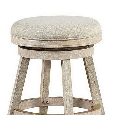 Wooden Swivel Counter Stool with Round Fabric Seat, Gray