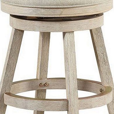 Wooden Swivel Counter Stool with Round Fabric Seat, Gray