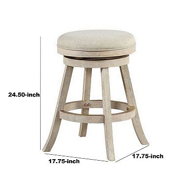Wooden Swivel Counter Stool with Round Fabric Seat, Gray