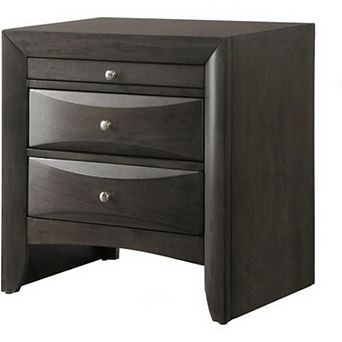Wooden Nightstand with Two Drawers and Pull Out Tray, Brown