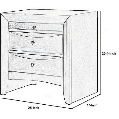 Wooden Nightstand with Two Drawers and Pull Out Tray, Brown