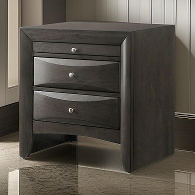 Wooden Nightstand with Two Drawers and Pull Out Tray, Brown