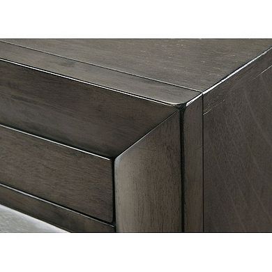 Wooden Nightstand with Two Drawers and Pull Out Tray, Brown