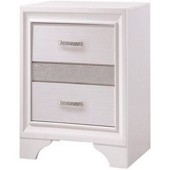 Wooden Nightstand with Hidden Jewelry Tray, White