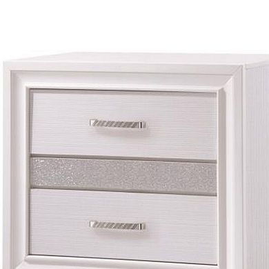 Wooden Nightstand with Hidden Jewelry Tray, White