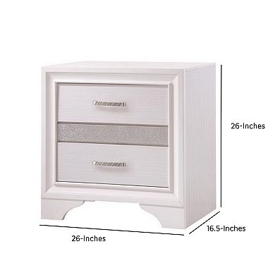 Wooden Nightstand with Hidden Jewelry Tray, White
