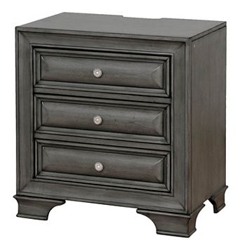 Transitional Wood Night Stand With Night Light, Gray