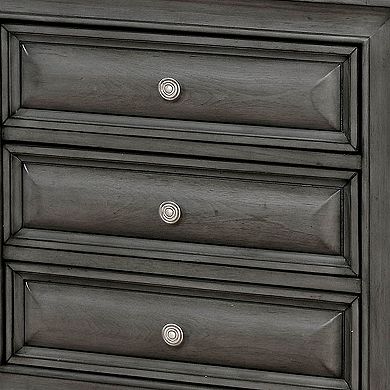 Transitional Wood Night Stand With Night Light, Gray