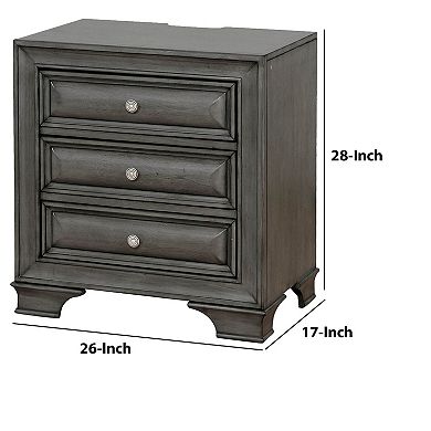 Transitional Wood Night Stand With Night Light, Gray