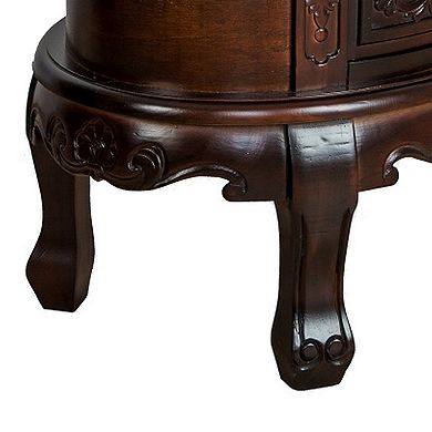 Wooden Chest with 3 Drawer and Scrolled Details, Dark Brown