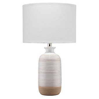 Table Lamp with Brushed Ceramic Body and Fabric Shade, Cream